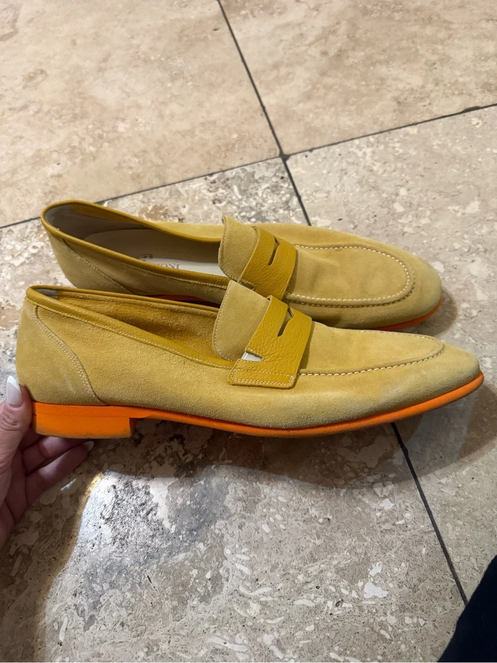 Men's Yellow Suede Penny Loafers